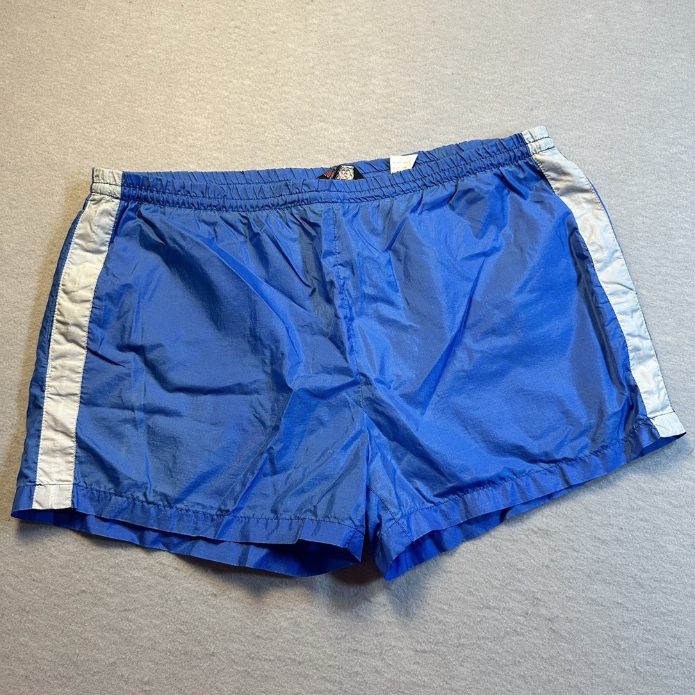 Vintage Bruce Jenner Running Shorts Mens Medium Blue Nylon Lined 80s USA Track